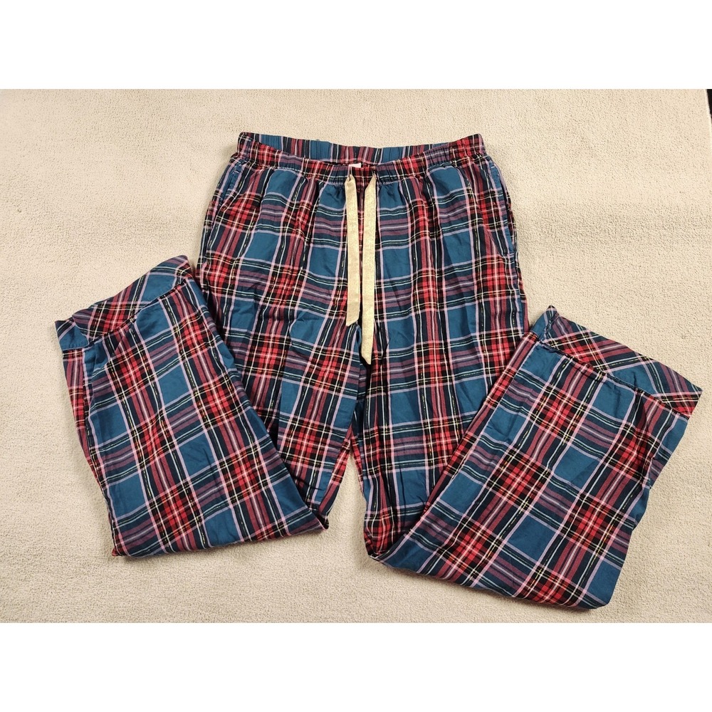 PINK Victoria's Secret L Regular/Long PJ pajama Pants Red/Green Plaid Sleepwear